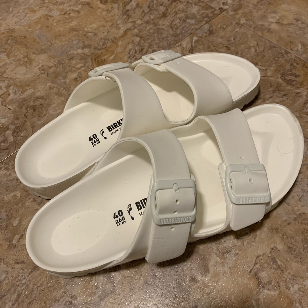 white eva arizona birkenstocks, worn twice!